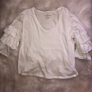 Ruffled sleeve white top